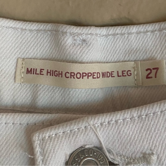 Levi's Jeans Women Mile High Cropped Wide Leg Button Fly White 27 X 27 - Picture 2 of 9